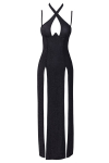 Robe longue � d�collet� plongeant noire argent�e - Cottelli PARTY 